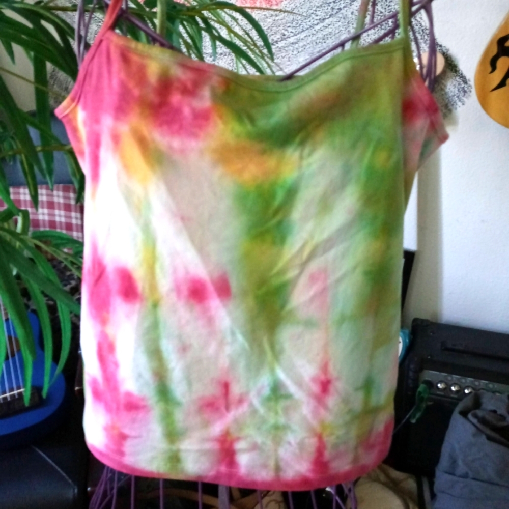 Watermelon inspired tiedyed tank top size large